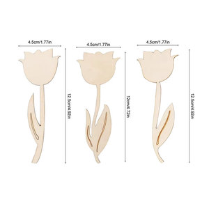 ZQNYCY 12er Set Holz Tulpen Ornamente zum Bemalen als DIY Bastelset für Kinder zur Frühlings- und Osterdekoration in Beige