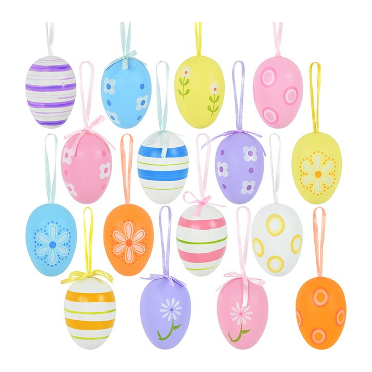ZQNYCY 12er Set Ostern Hängeornamente aus Kunststoff mit Eiern, Kaninchen und Küken in Mehrfarbig für DIY Bastelarbeiten und Kindergeschenke - Bild 1