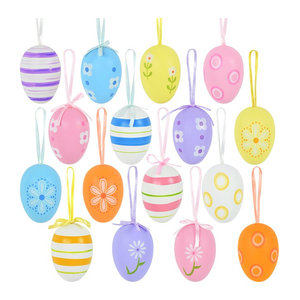 ZQNYCY 12er Set Ostern Hängeornamente aus Kunststoff mit Eiern, Kaninchen und Küken in Mehrfarbig für DIY Bastelarbeiten und Kindergeschenke