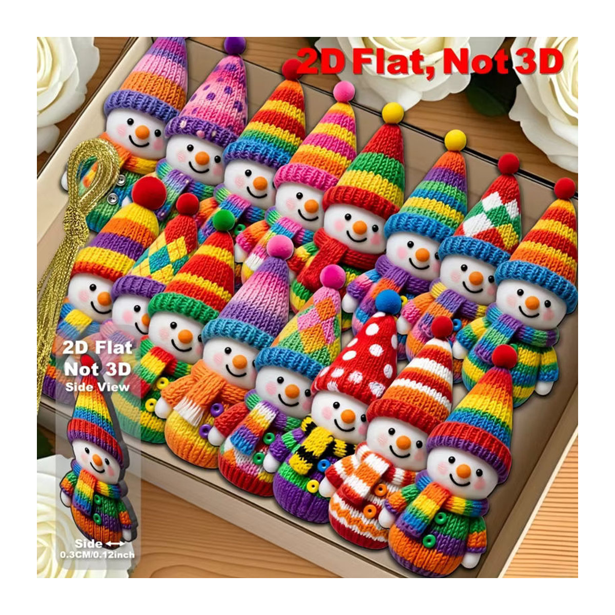ZQNYCY 16er Set Schneemann Hängeornamente aus Kunststoff, mehrfarbige Cartoon Weihnachtsbaum Anhänger für Kinder und zur Dekoration von Haus und Kamin - Bild 3