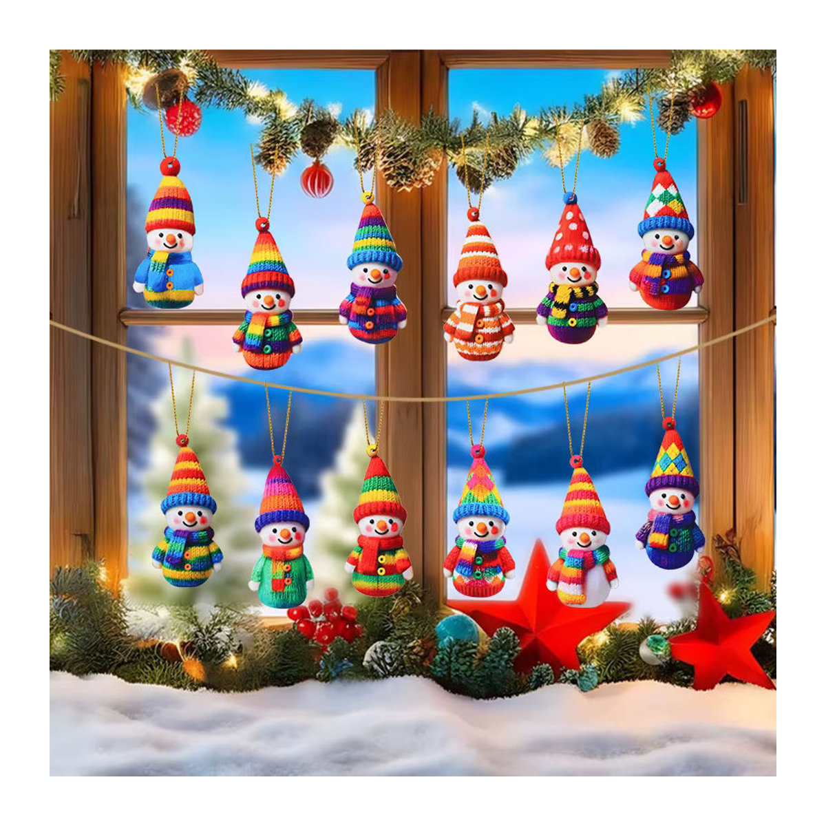 ZQNYCY 16er Set Schneemann Hängeornamente aus Kunststoff, mehrfarbige Cartoon Weihnachtsbaum Anhänger für Kinder und zur Dekoration von Haus und Kamin - Bild 4