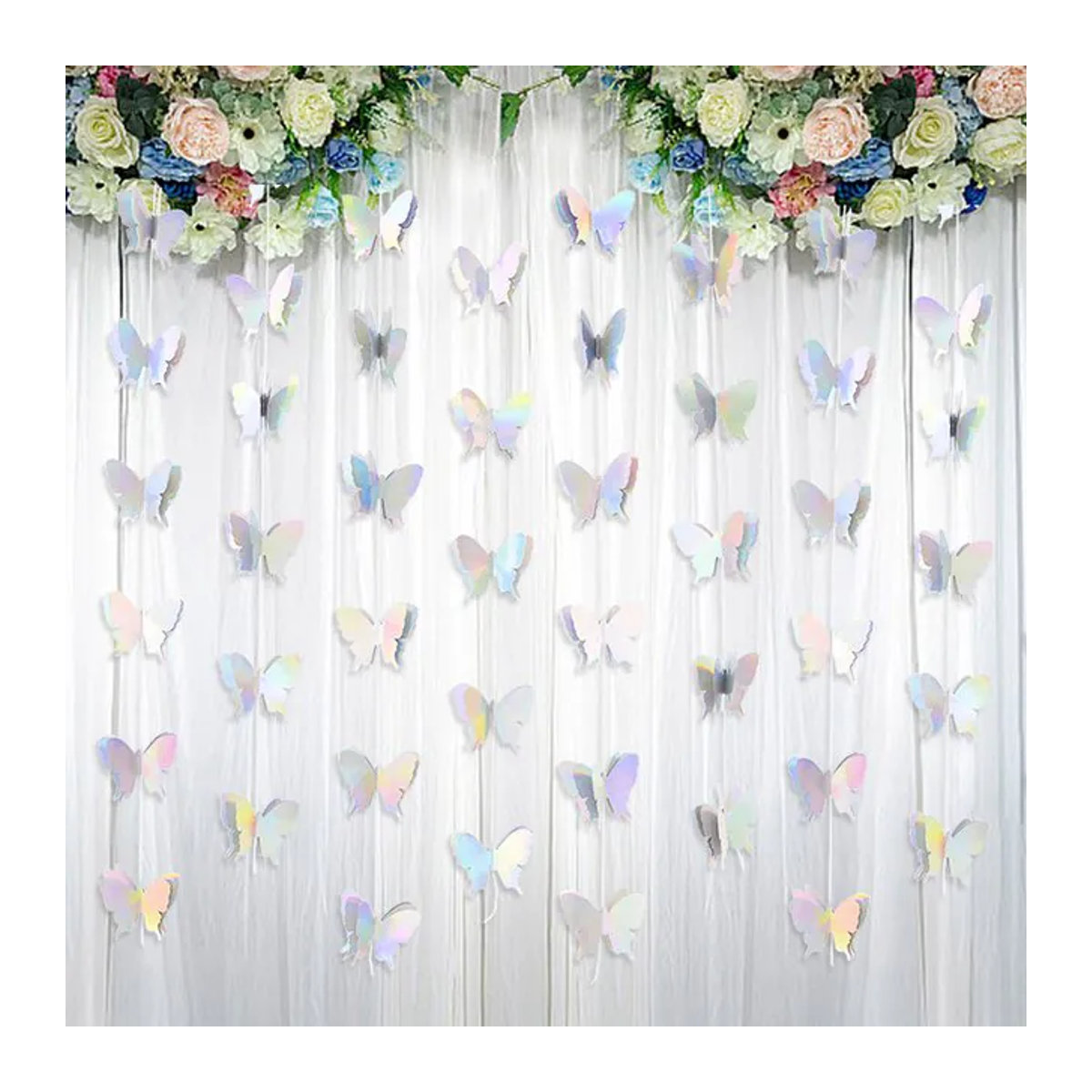 ZQNYCY 3D Schmetterling Papier Girlande in Gold und Mehrfarbig, 2m Hängende Banner Dekoration für Hochzeit, Geburtstag und Baby Shower - Bild 1