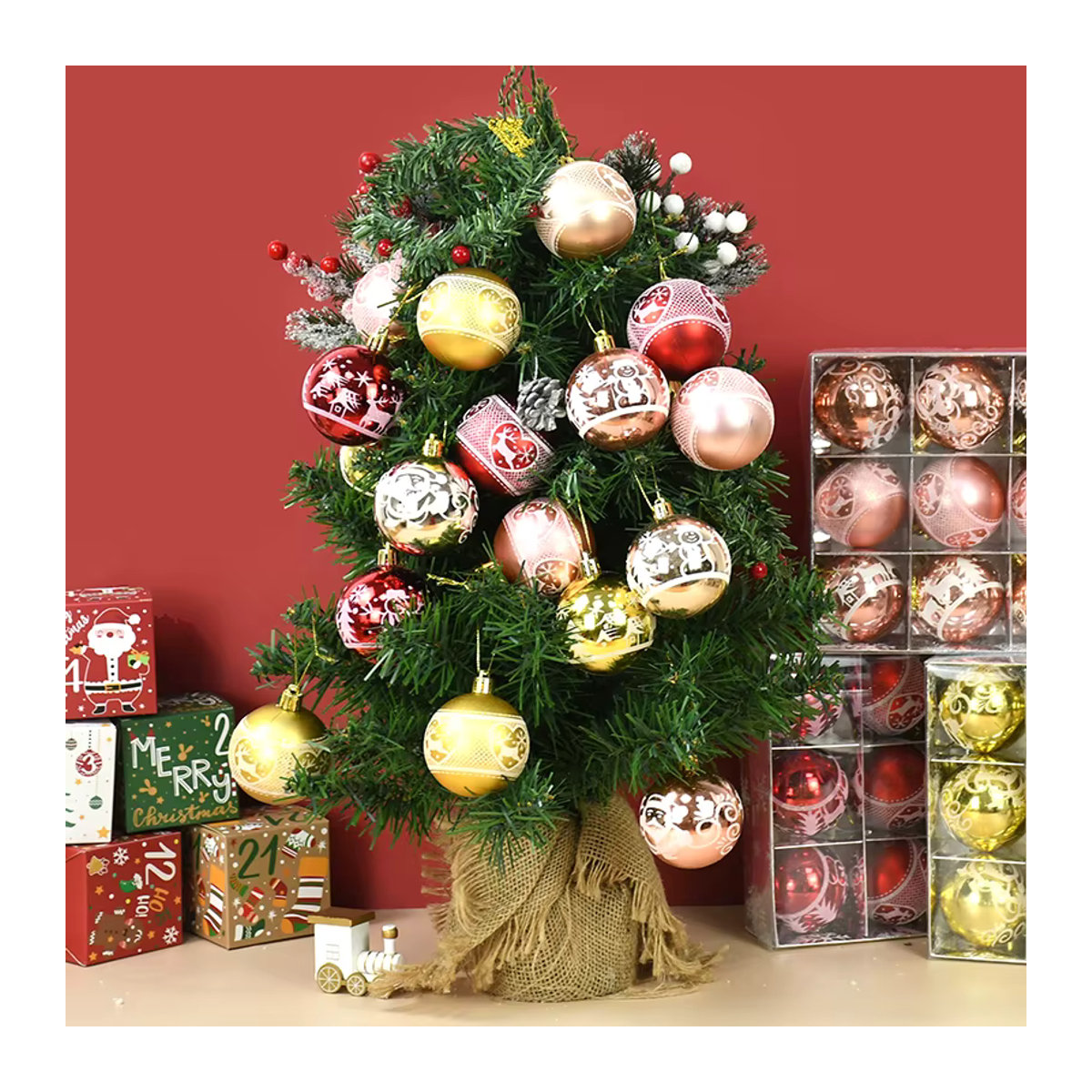ZQNYCY 9er Set bemalte Weihnachtsglaskugeln mit floralem Design, mehrfarbig, Durchmesser: 6 cm - Bild 5