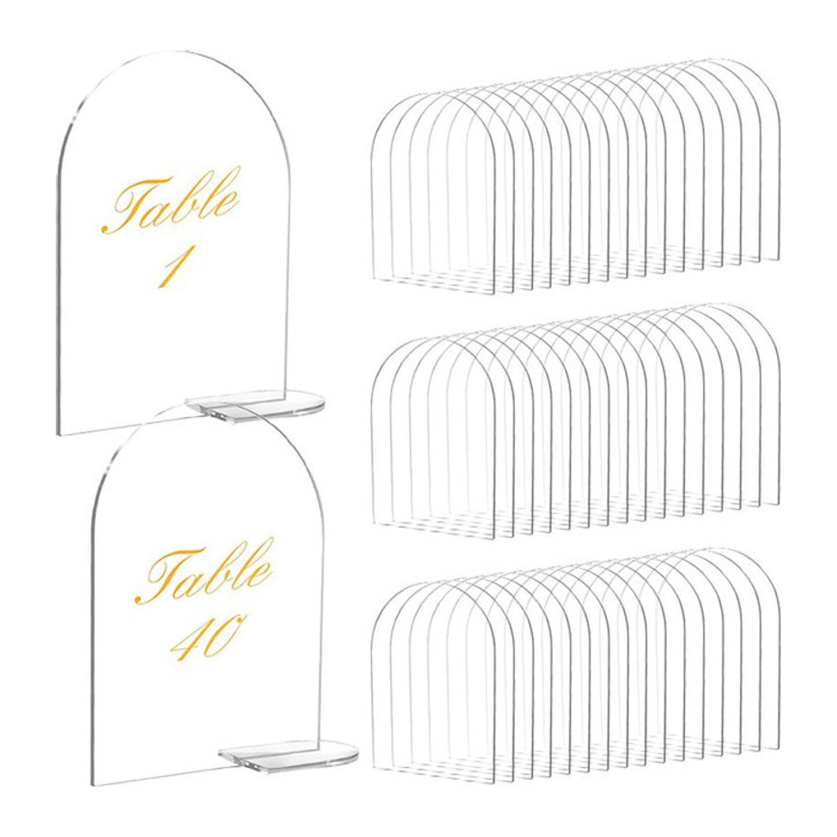 ZQNYCY Acryl-Schildbogen mit Ständer, transparente rechteckige Namensschilder aus Kunststoff für Hochzeit und Dekoration, blanko DIY-Tischkarten - Bild 1