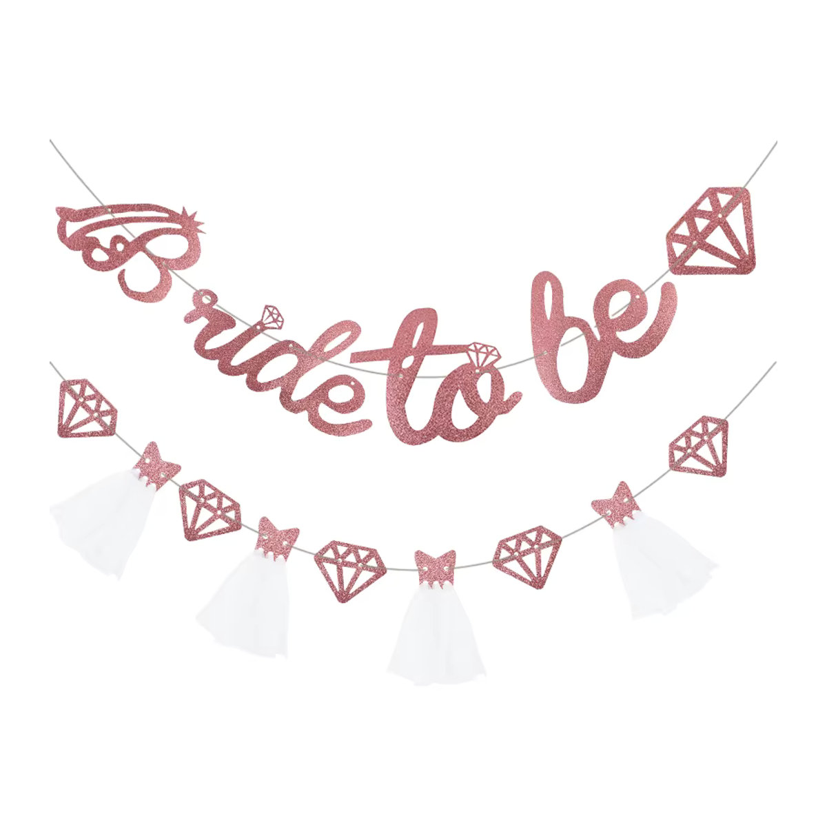 ZQNYCY Braut zu sein Banner Girlande in Roségold und Rosa für Hochzeit, Brautparty und Bachelorette Party aus Papier mit Glitzer-Effekt - Bild 2