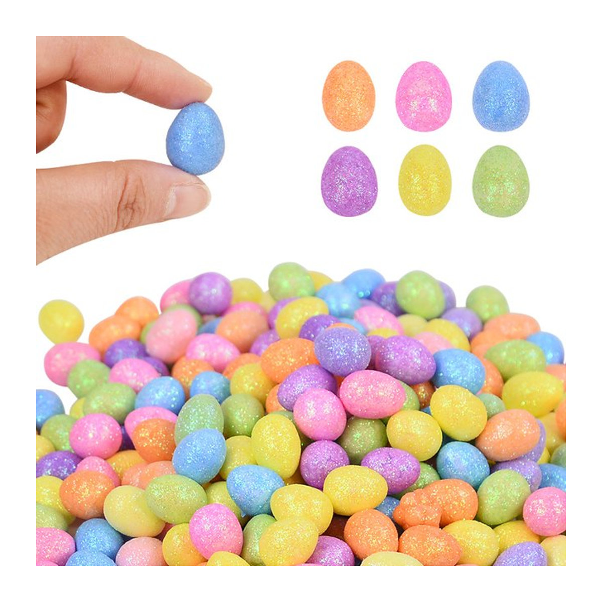 ZQNYCY Glitzernde Mini-Schaum Ostereier in Mehrfarbig für DIY-Handwerk und Osterdekoration - Bild 1