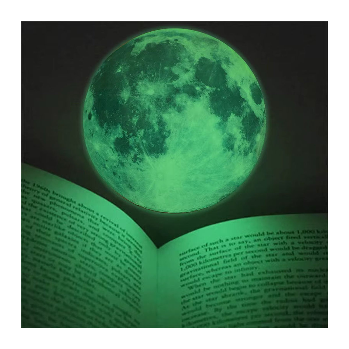 ZQNYCY Glow in the Dark Mond Wandaufkleber 3D leuchtende Sternen- und Planeten-Dekoration für Kinderzimmer in Grün - Bild 2