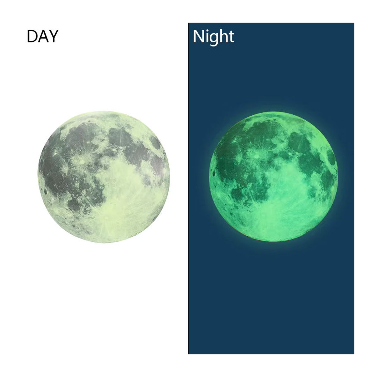 ZQNYCY Glow in the Dark Mond Wandaufkleber 3D leuchtende Sternen- und Planeten-Dekoration für Kinderzimmer in Grün - Bild 3