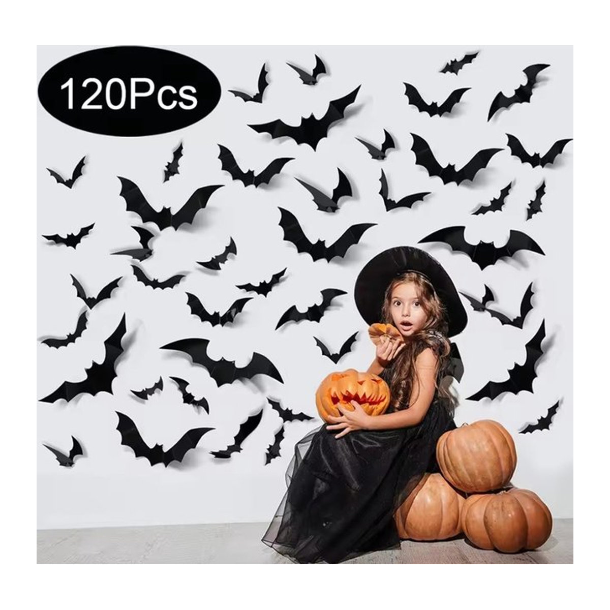 ZQNYCY Halloween 3D Fledermaus Wandaufkleber in Schwarz für die Innendekoration von Zimmern und Fenstern - Bild 1