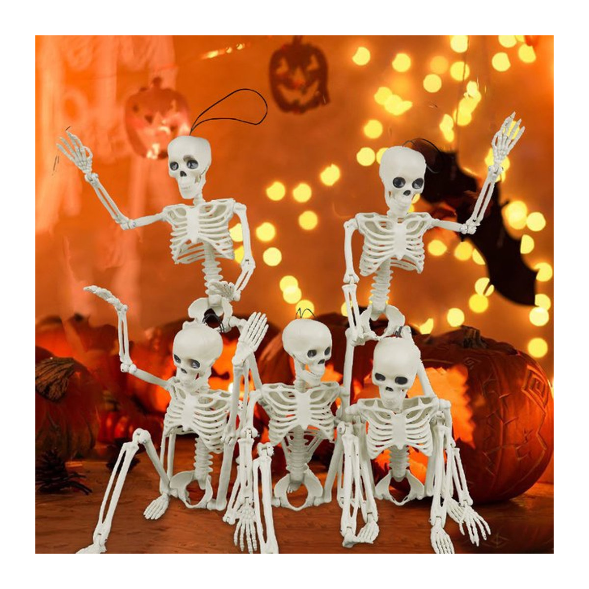 ZQNYCY Halloween bewegliches Skelett aus Kunststoff in Weiß für Party und Heimdekoration - Bild 1