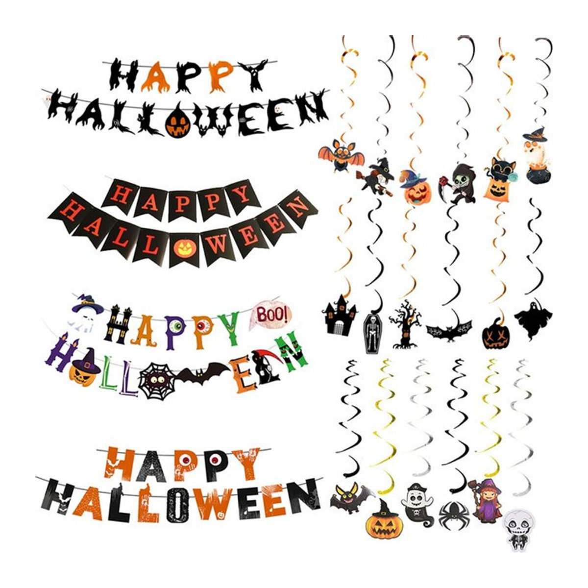 ZQNYCY Halloween Papiergirlande mit Fledermaus und Kürbis, mehrfarbige hängende Partydekoration - Bild 1
