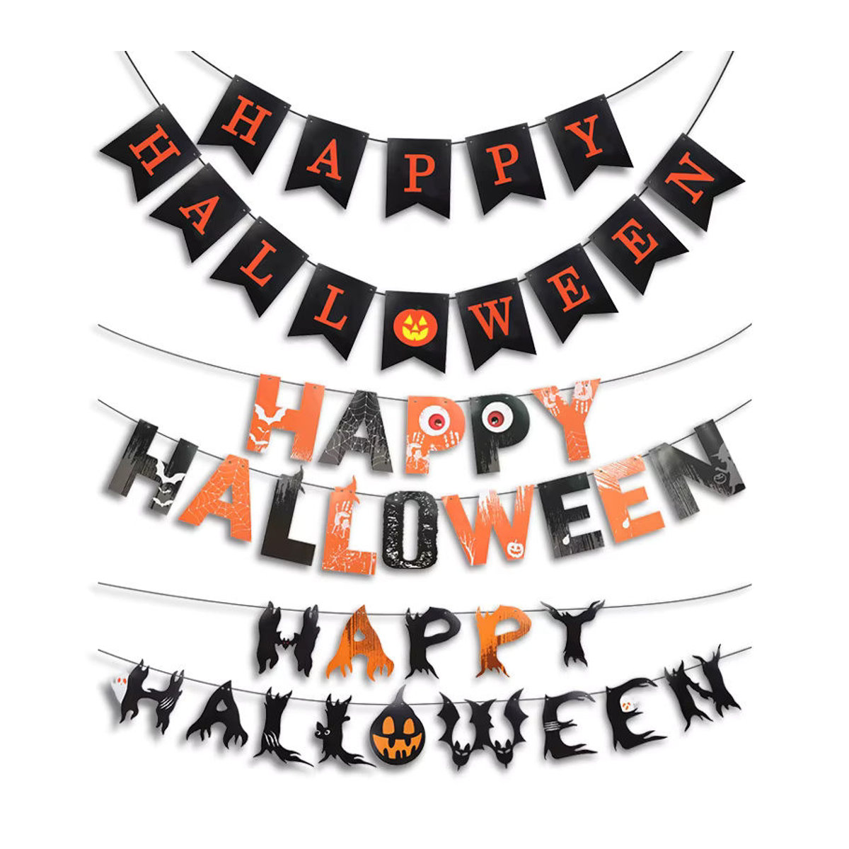 ZQNYCY Halloween Papiergirlande mit Fledermaus und Kürbis, mehrfarbige hängende Partydekoration - Bild 2