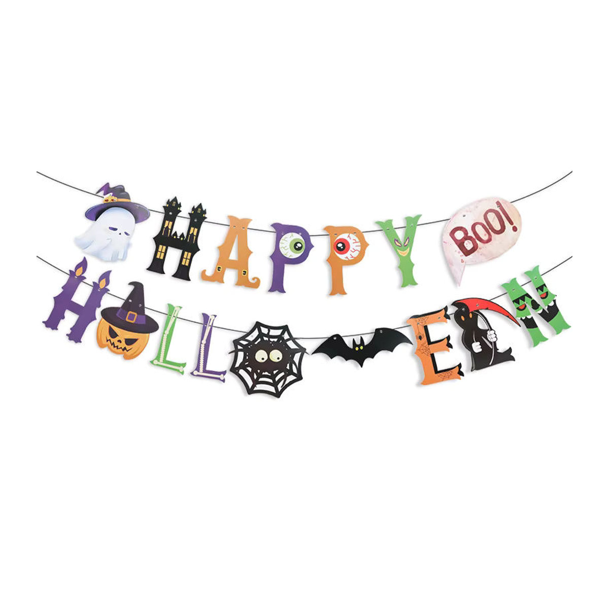 ZQNYCY Halloween Papiergirlande mit Fledermaus und Kürbis, mehrfarbige hängende Partydekoration - Bild 3