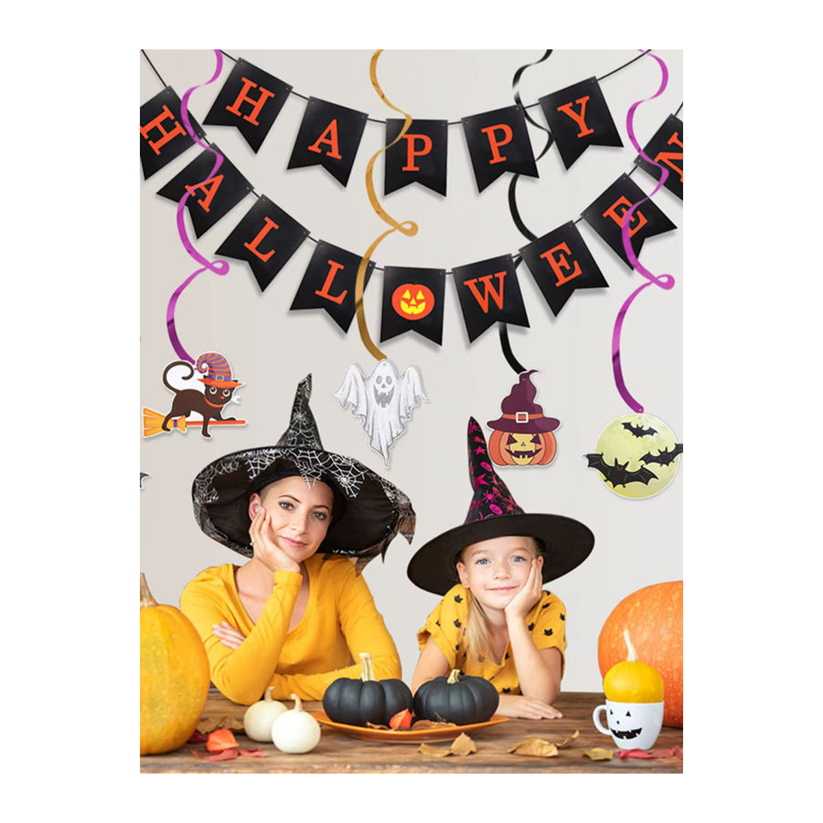 ZQNYCY Halloween Papiergirlande mit Fledermaus und Kürbis, mehrfarbige hängende Partydekoration - Bild 4