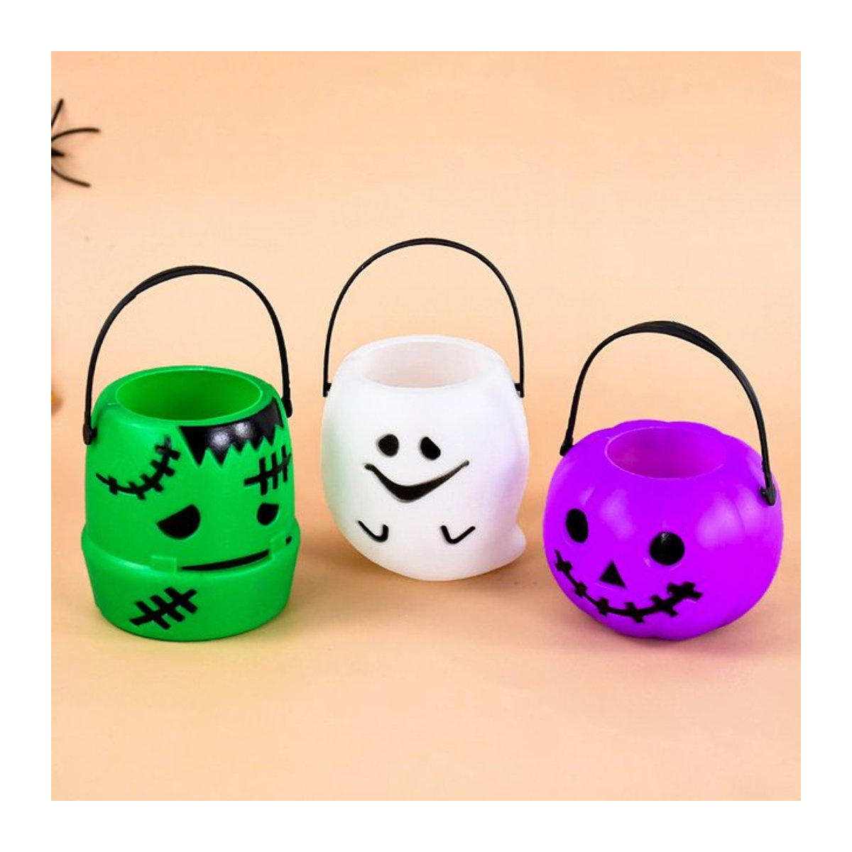 ZQNYCY Halloween Süßigkeiten Eimer aus Kunststoff in Kürbis- und Geist-Design für Kinder, mehrfarbig - Bild 1