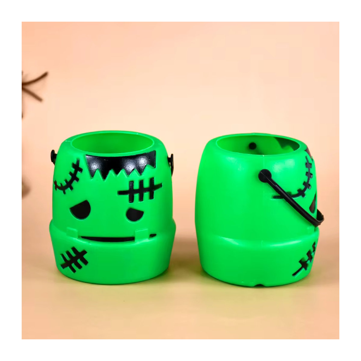 ZQNYCY Halloween Süßigkeiten Eimer aus Kunststoff in Kürbis- und Geist-Design für Kinder, mehrfarbig - Bild 2