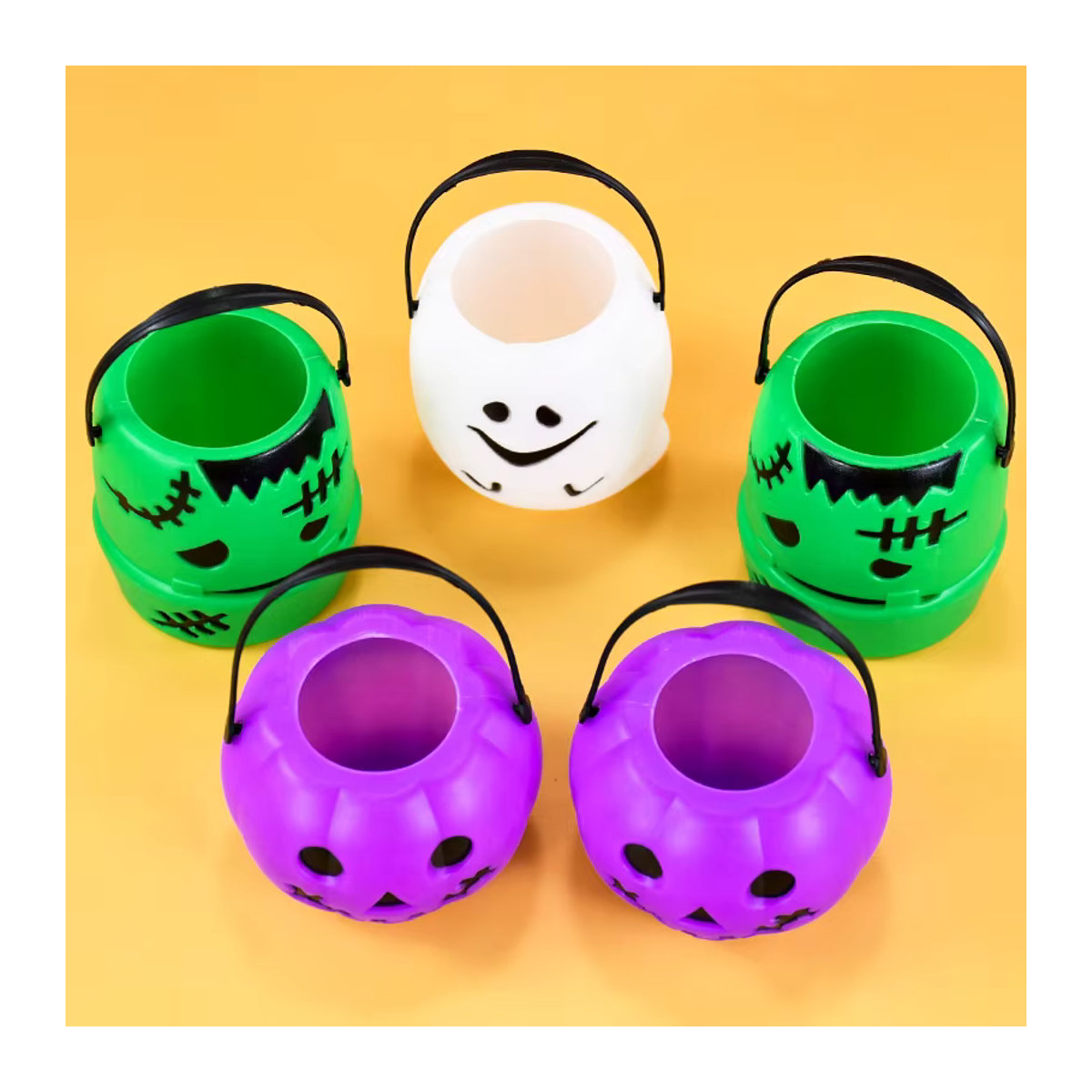ZQNYCY Halloween Süßigkeiten Eimer aus Kunststoff in Kürbis- und Geist-Design für Kinder, mehrfarbig - Bild 4