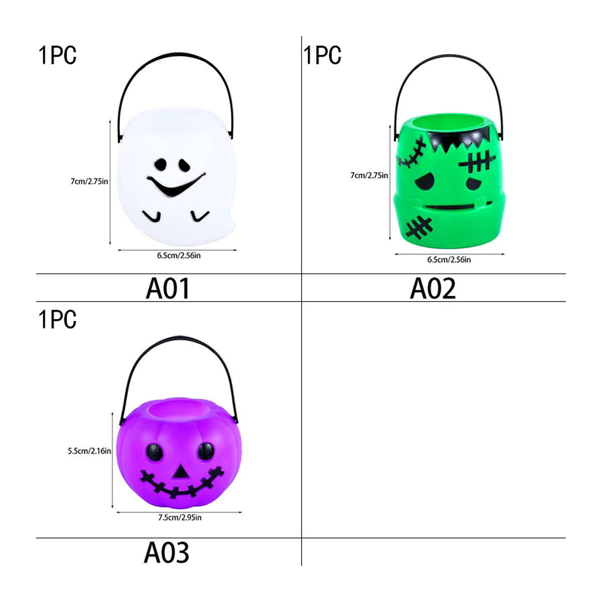 ZQNYCY Halloween Süßigkeiten Eimer aus Kunststoff in Kürbis- und Geist-Design für Kinder, mehrfarbig - Bild 5