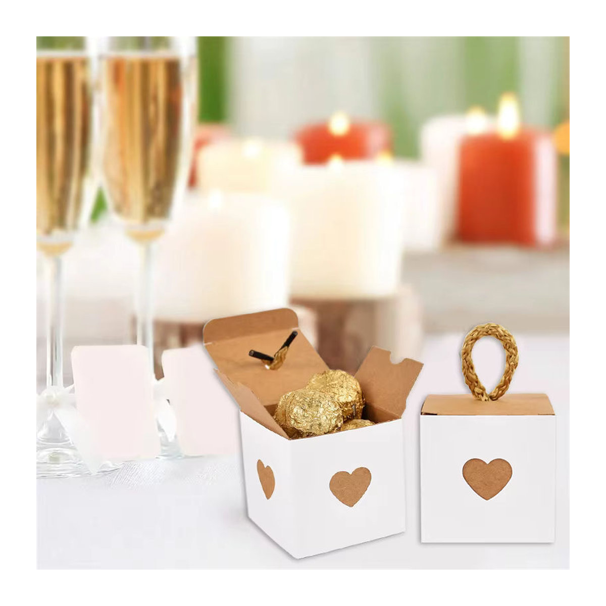 ZQNYCY Herz-Geschenkboxen aus Papier in Weiß und Braun für Hochzeiten, Geburtstage und Babypartys - Bild 3
