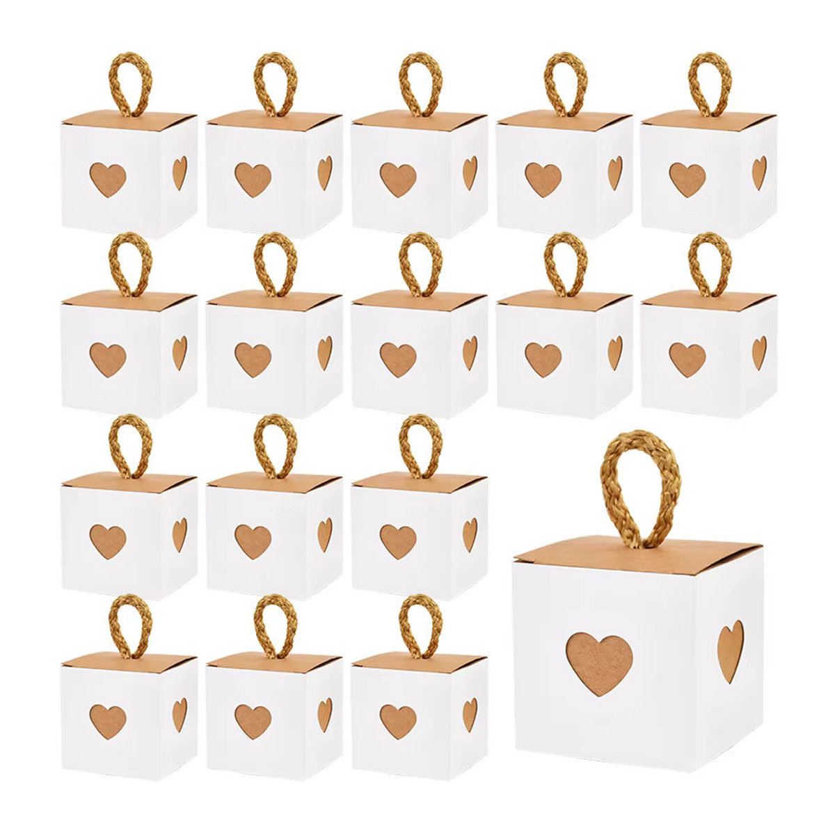 ZQNYCY Herz-Geschenkboxen aus Papier in Weiß und Braun für Hochzeiten, Geburtstage und Babypartys - Bild 5
