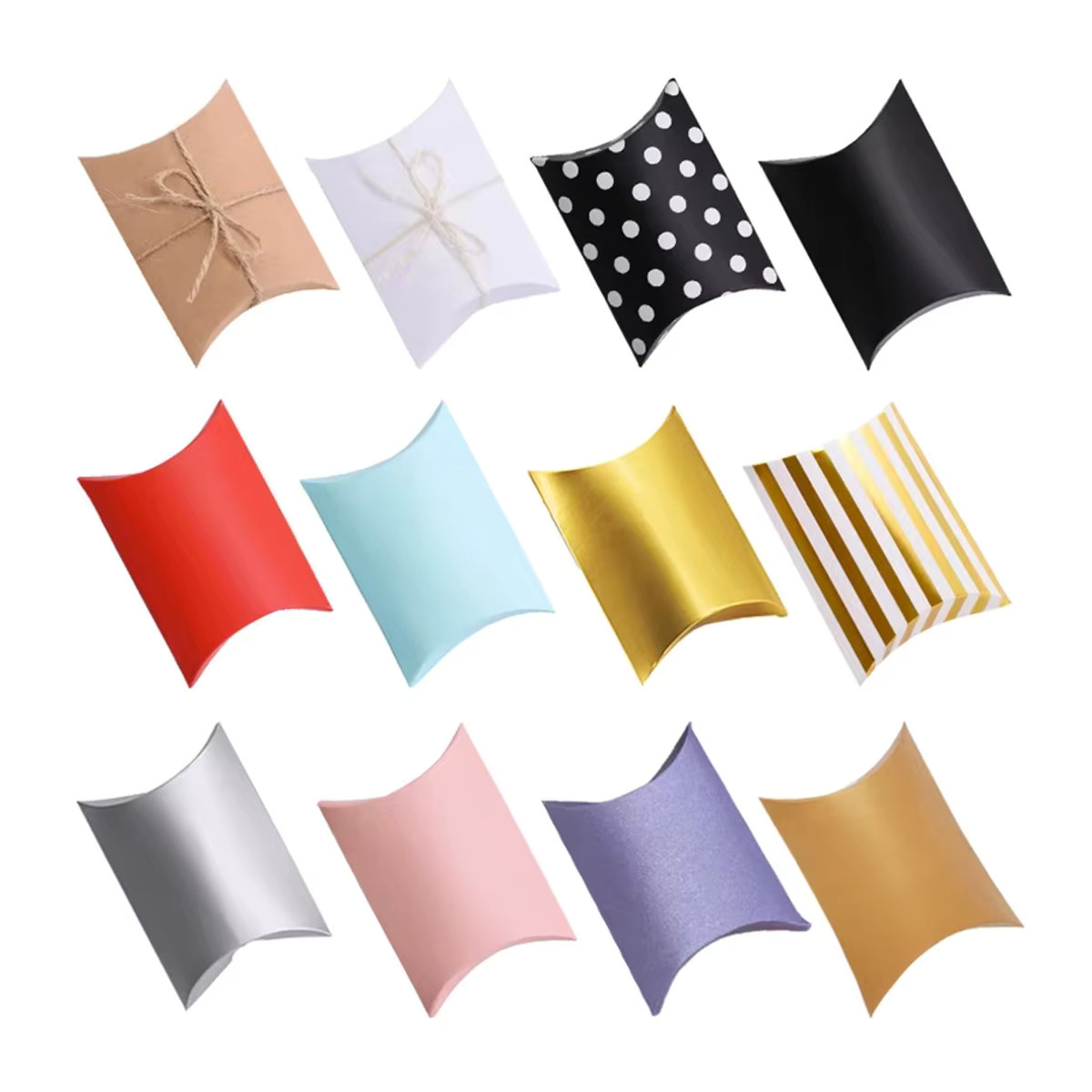 ZQNYCY Kissen Candy Box aus Kraftpapier in Braun und Mehrfarbig für Weihnachten, Hochzeit und Geburtstag, rechteckig und rustikal mit Dots-Design - Bild 2