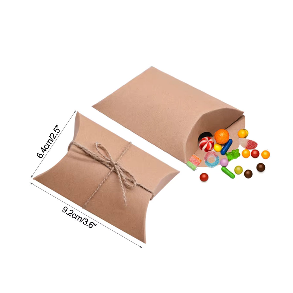 ZQNYCY Kissen Candy Box aus Kraftpapier in Braun und Mehrfarbig für Weihnachten, Hochzeit und Geburtstag, rechteckig und rustikal mit Dots-Design - Bild 3