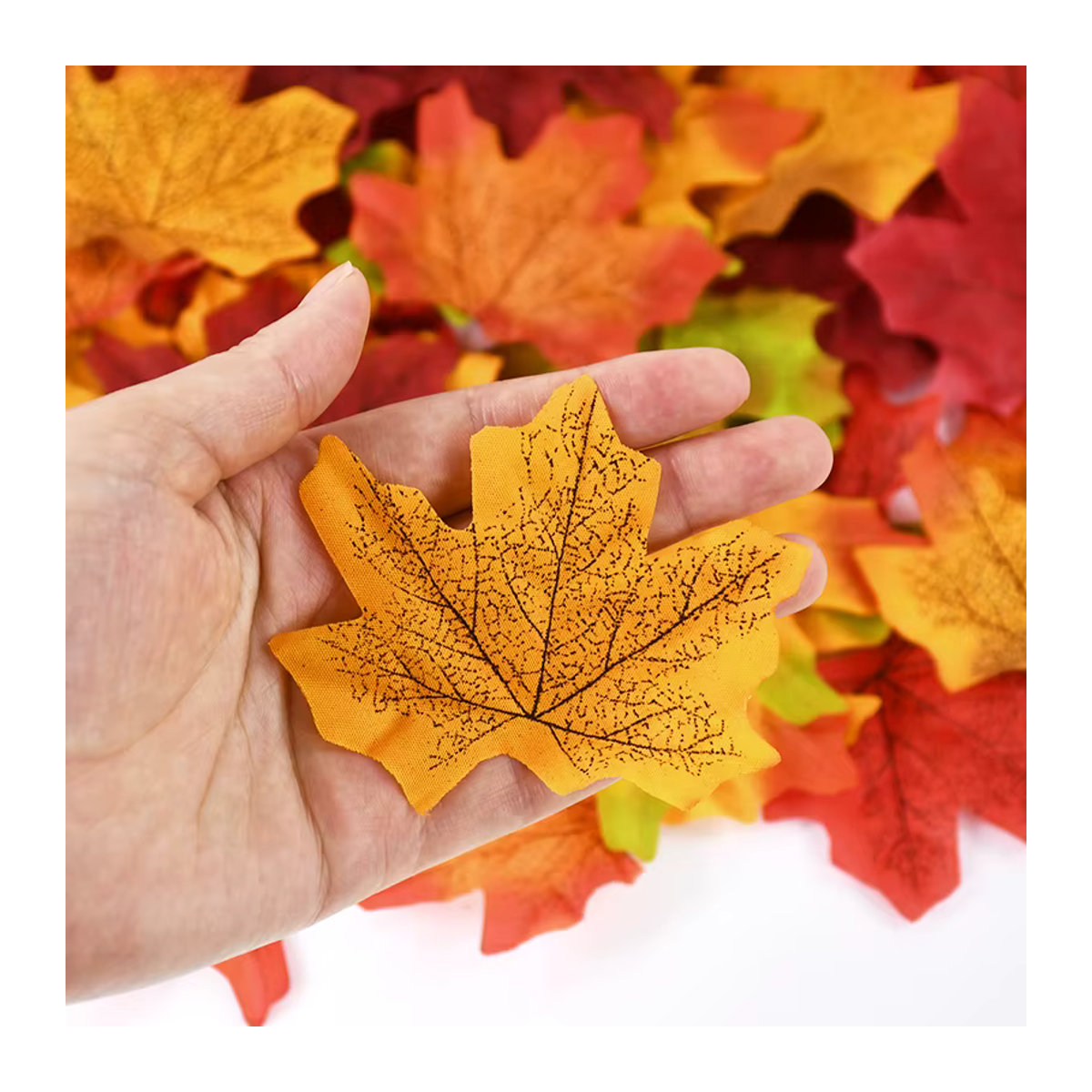 ZQNYCY Künstliche Ahornblätter aus Textil in Mehrfarbig für Herbst Dekoration, Thanksgiving, Halloween und Hochzeiten (100 Stück) - Bild 4