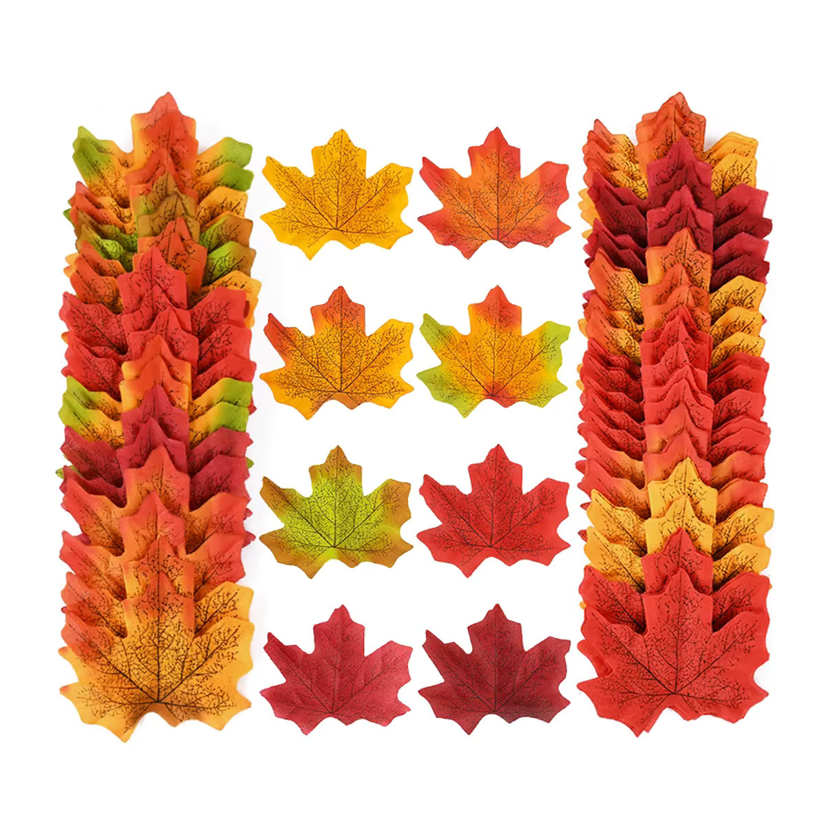 ZQNYCY Künstliche Ahornblätter aus Textil in Mehrfarbig für Herbst Dekoration, Thanksgiving, Halloween und Hochzeiten (100 Stück) - Bild 5