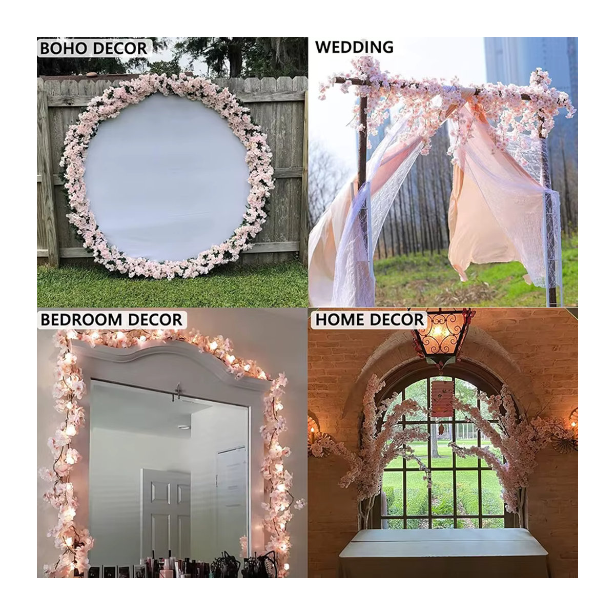 ZQNYCY Künstliche Kirschblüten-Ranke in Rosa aus Textil als Hängegirlande für Hochzeiten und Geburtstage - Bild 5