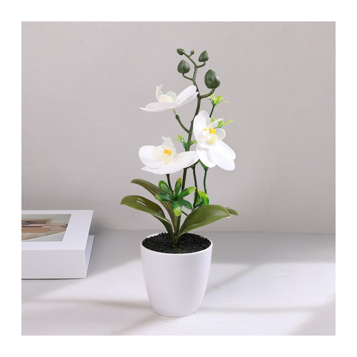 ZQNYCY Künstliche Schmetterling Orchidee als Bonsai Seidenblume in Weiß für Büro und Dekoration - Bild 1