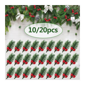 ZQNYCY Künstliche Weihnachtsdekoration Set aus roten Beeren, Tannenzapfen und Stechpalmenzweigen in Rot und Grün für DIY Kränze und Baumschmuck