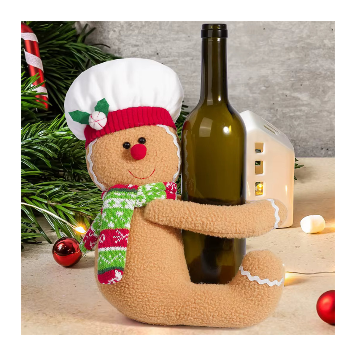 ZQNYCY Lebkuchenmann Weihnachtsbaumspitze aus Textil in Braun als hängende Figur zur Weihnachtsdekoration - Bild 4