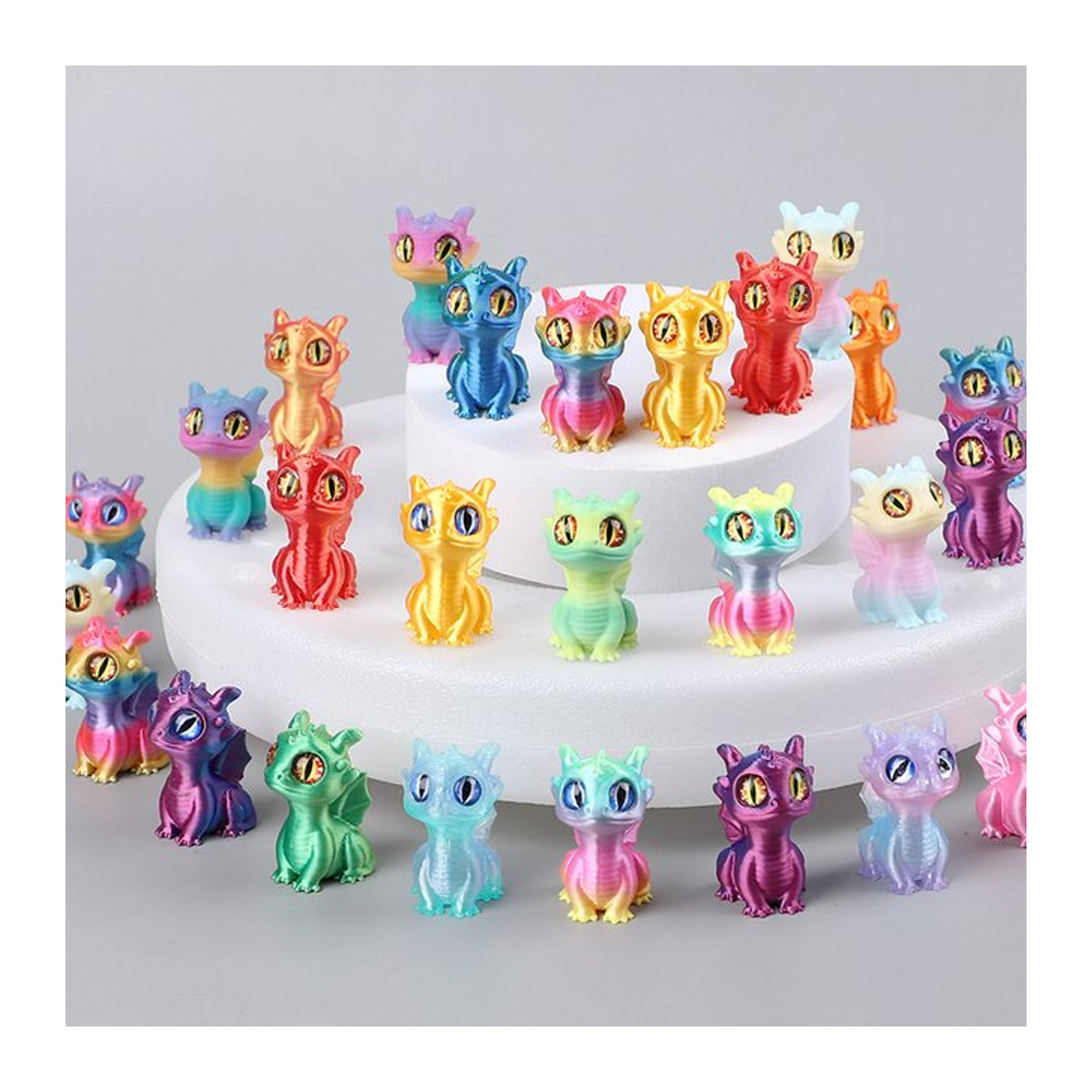 ZQNYCY Mini-Drachen-Ornamente aus Kunststoff, mehrfarbig, 3D-gedruckte Tierfiguren als Tischdekoration oder Pinata-Füller für Kindergeburtstage - Bild 1