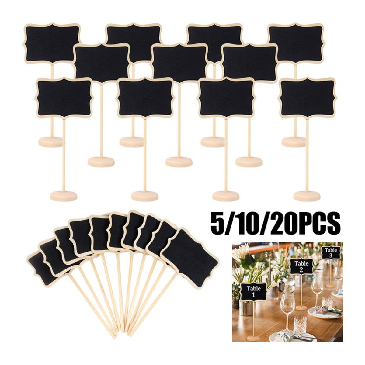 ZQNYCY Mini-Tafelschild aus Holz in Schwarz als stehende Nachrichtentafel für Hochzeit, Geburtstag und Party-Tischdekoration - Bild 1