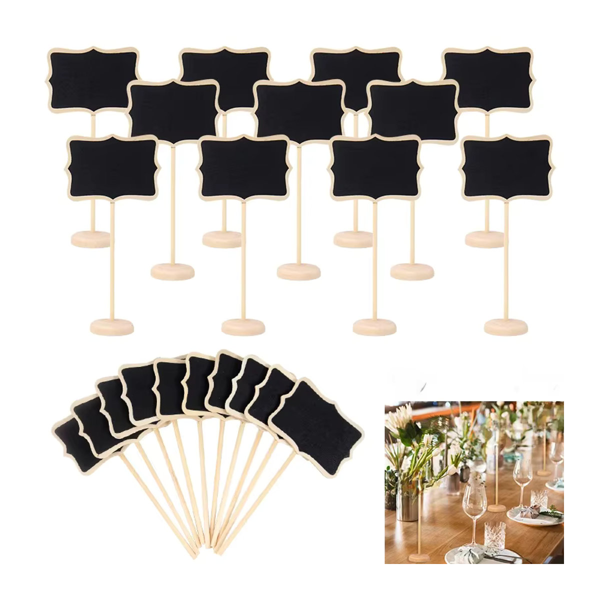 ZQNYCY Mini-Tafelschild aus Holz in Schwarz als stehende Nachrichtentafel für Hochzeit, Geburtstag und Party-Tischdekoration - Bild 7