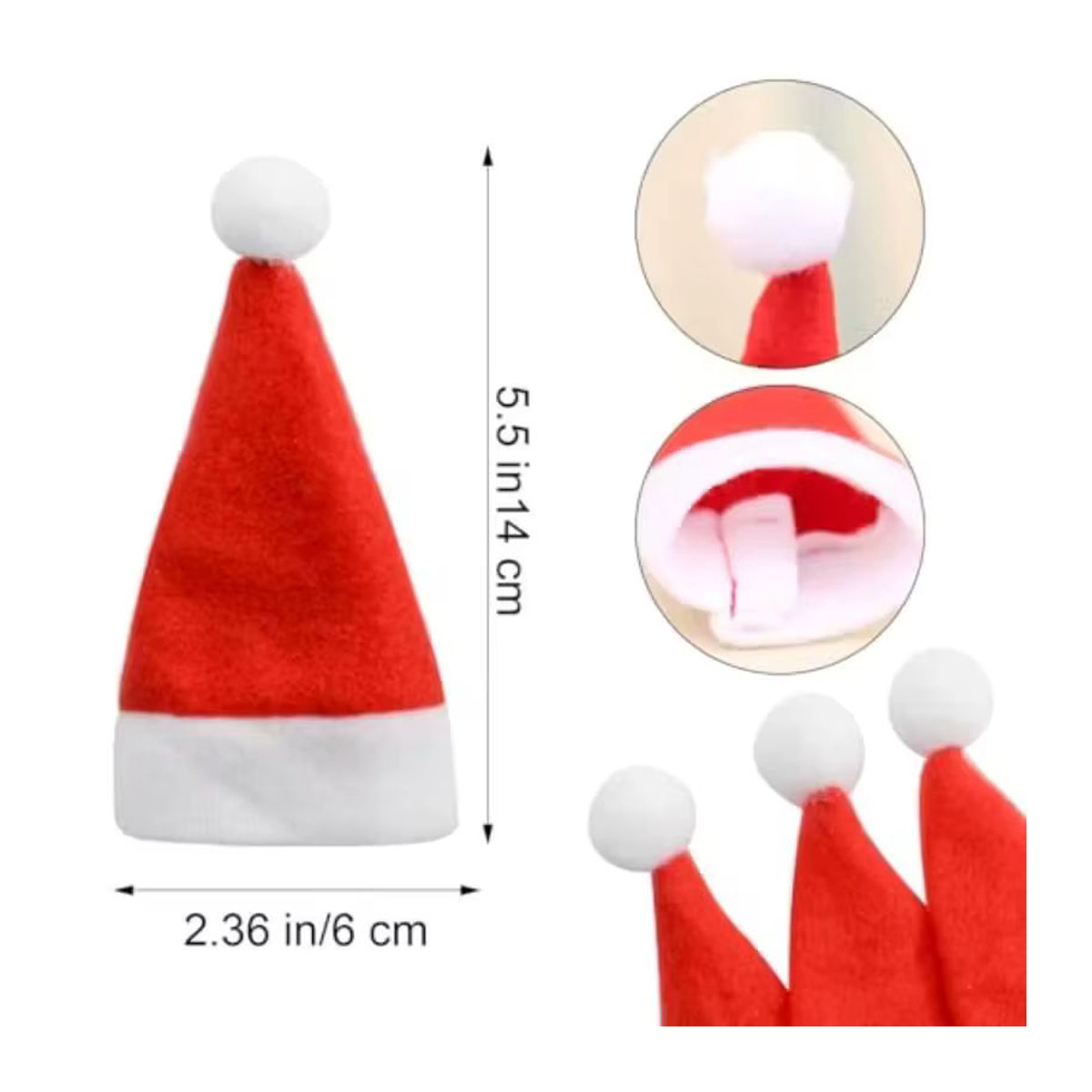 ZQNYCY Mini Weihnachtsmann-Hüte als Besteckhalter für Messer und Gabeln, rot, Textil-Tischdekoration für Weihnachten und Neujahr - Bild 3