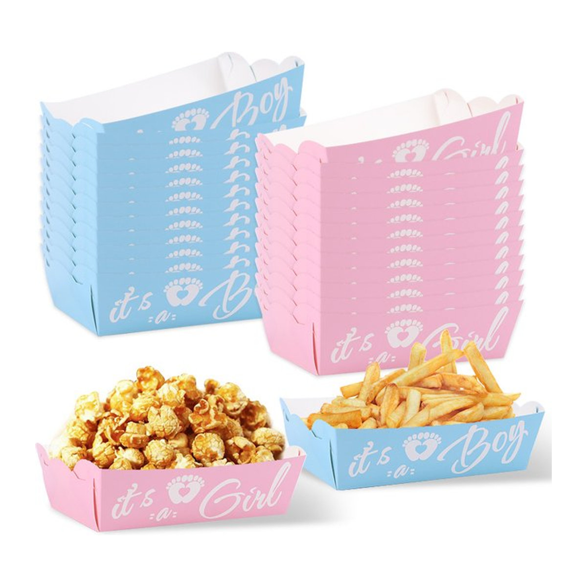ZQNYCY Papier Snack Box Set für Babyparty zur Geschlechtsenthüllung in Blau, Rosa oder Mehrfarbig - Bild 1