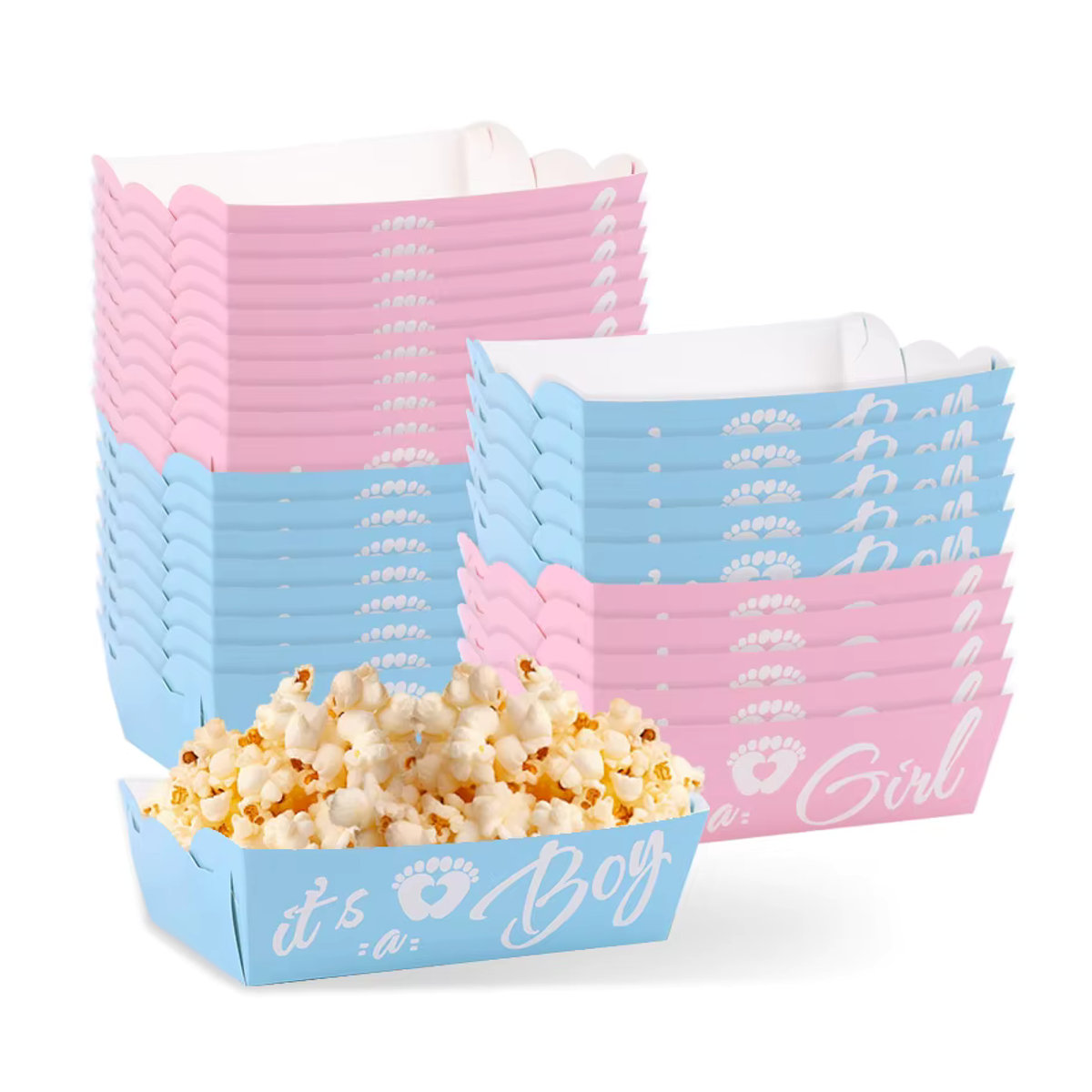 ZQNYCY Papier Snack Box Set für Babyparty zur Geschlechtsenthüllung in Blau, Rosa oder Mehrfarbig - Bild 2