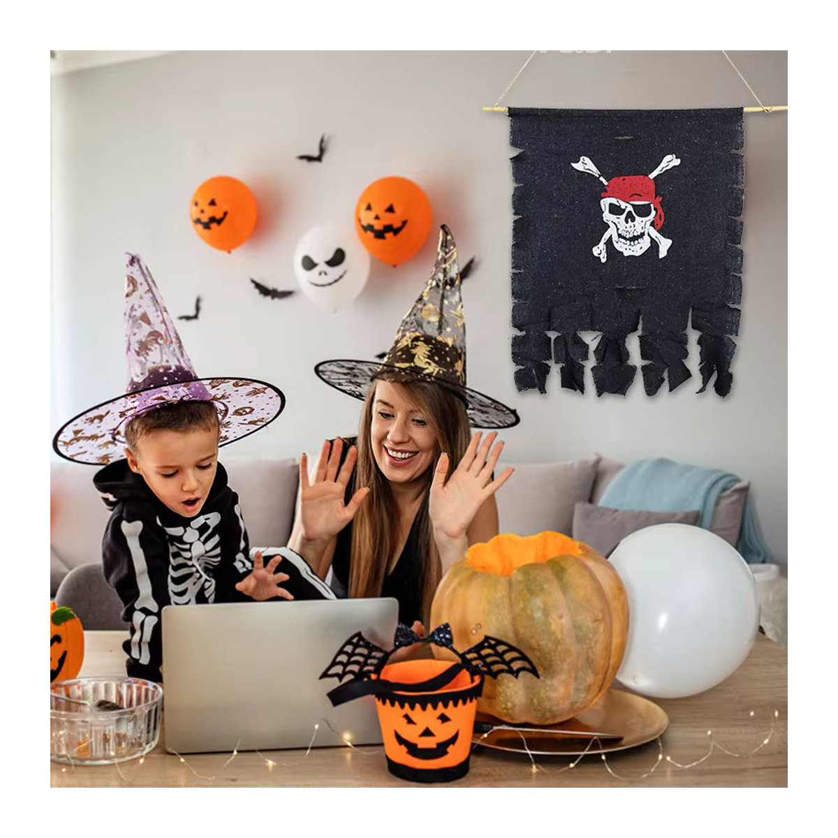 ZQNYCY Piraten Hängende Flagge Dekoration in Schwarz für Kindergeburtstag und Halloween - Bild 3