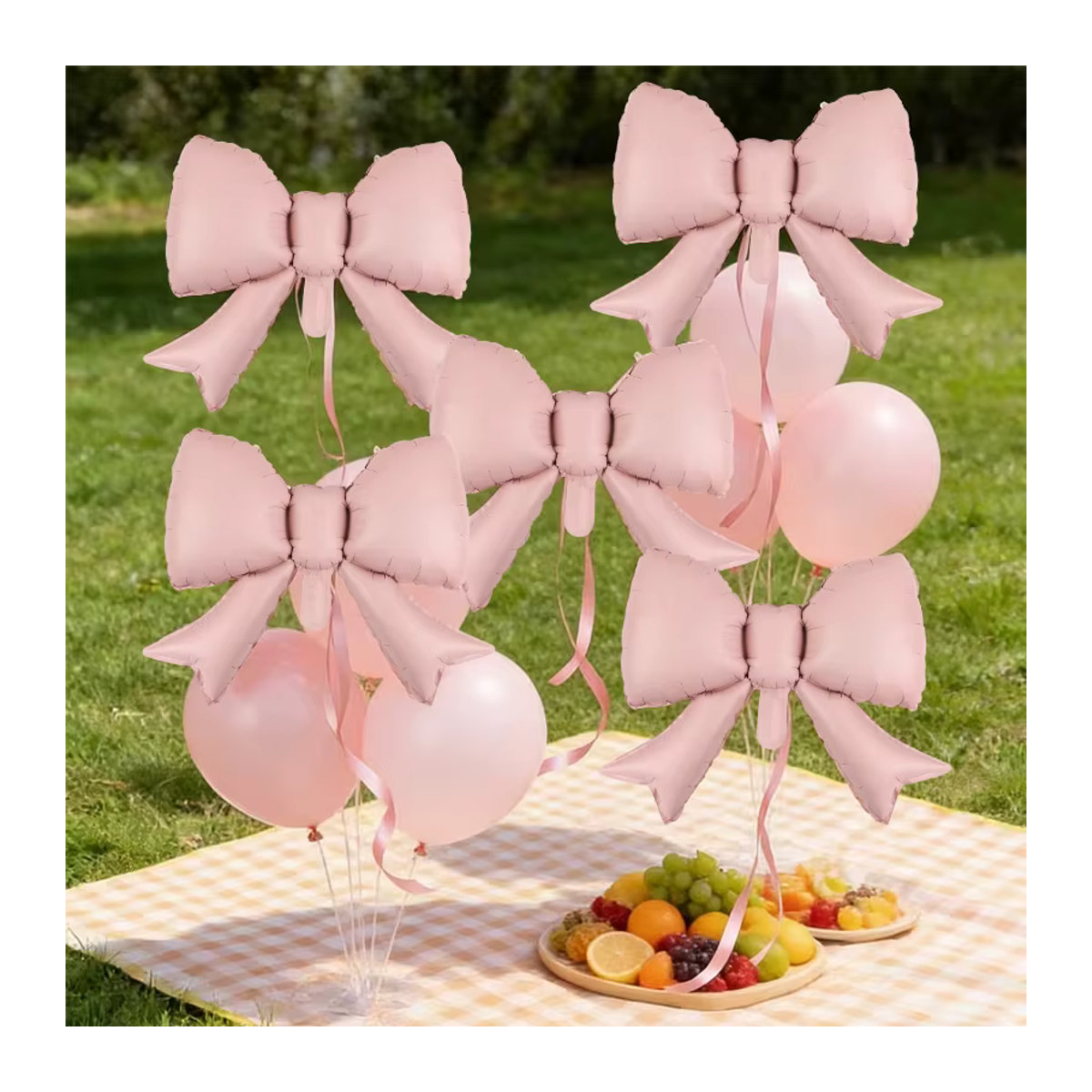 ZQNYCY Schleifenballons aus Aluminiumfolie in Rosa für Hochzeit, Geburtstag und Babyparty, 5 Stück - Bild 3