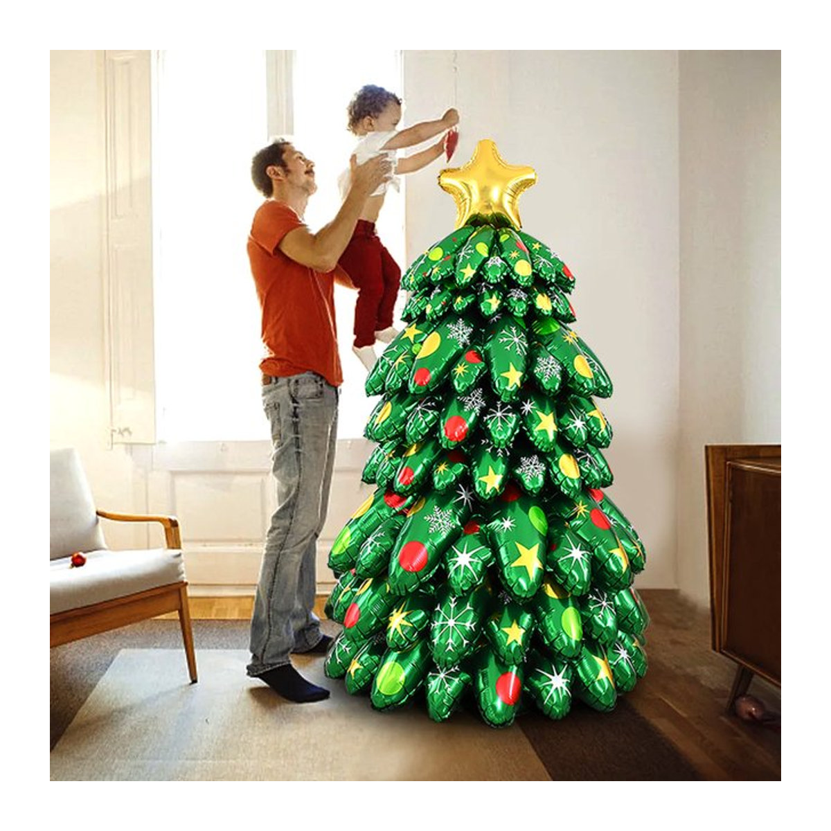 ZQNYCY Set Weihnachtsbaum Luftballons aus Folie in Grün für deine DIY Weihnachtsdekoration - Bild 1