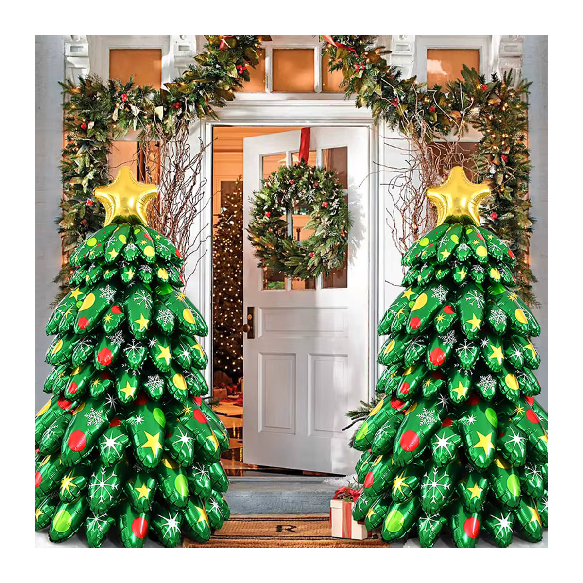 ZQNYCY Set Weihnachtsbaum Luftballons aus Folie in Grün für deine DIY Weihnachtsdekoration - Bild 3