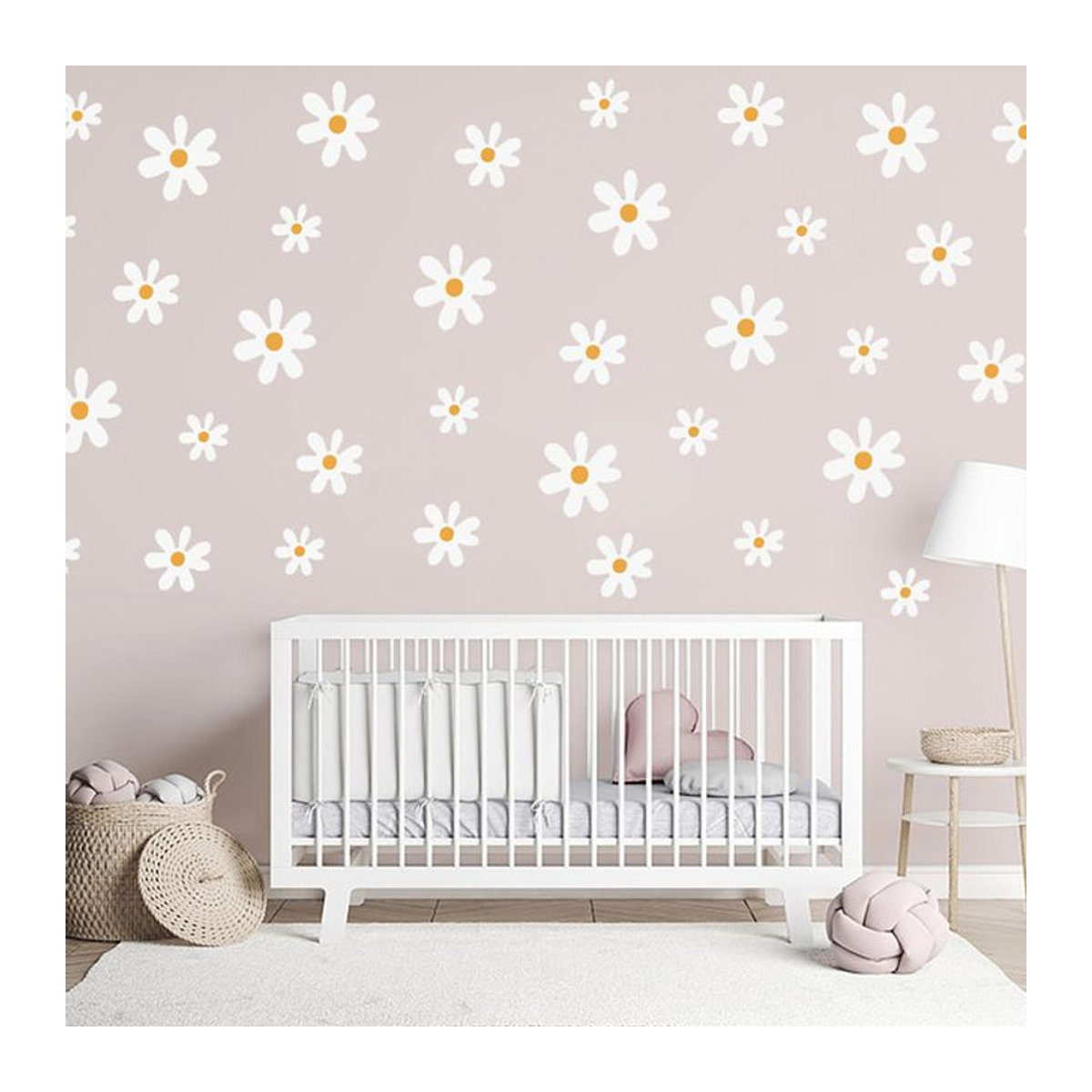 ZQNYCY Wandtattoo Gänseblümchen in Weiß aus PVC für Kinderzimmer und Wohnzimmer als florale Wanddekoration - Bild 1