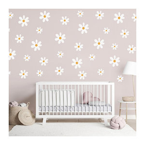 ZQNYCY Wandtattoo Gänseblümchen in Weiß aus PVC für Kinderzimmer und Wohnzimmer als florale Wanddekoration