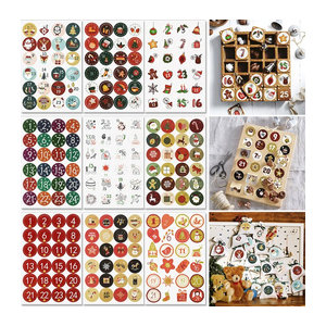 ZQNYCY Weihnachts Adventskalender Aufkleber Set, Mehrfarbige Runde Etiketten für Geschenkverpackungen und Weihnachtsdeko, Papier
