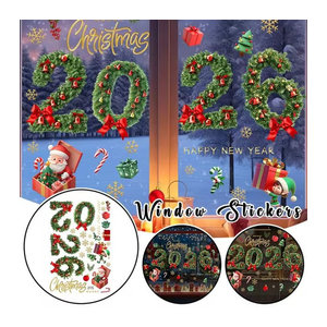 ZQNYCY Weihnachts Fenster Aufkleber für Neujahr und Party mit Santa Claus und Schneeflocken, mehrfarbig, elektrostatisch