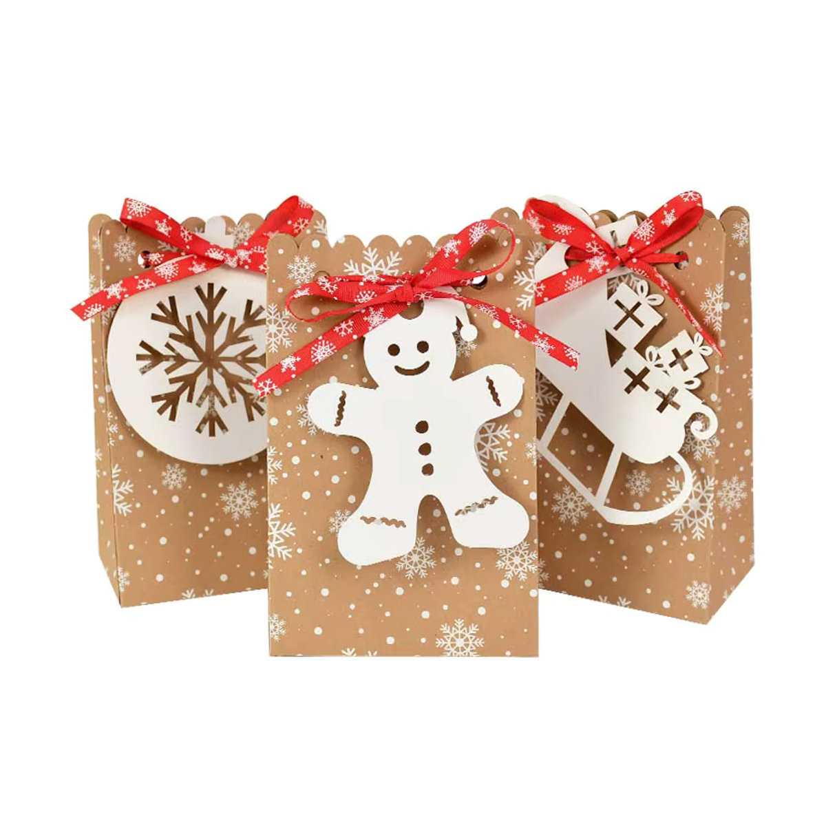 ZQNYCY Weihnachts Geschenkboxen aus Papier mit Weihnachtsmann und Elch Motiv für Süßigkeiten und Snacks, mehrfarbig, rechteckig - Bild 3