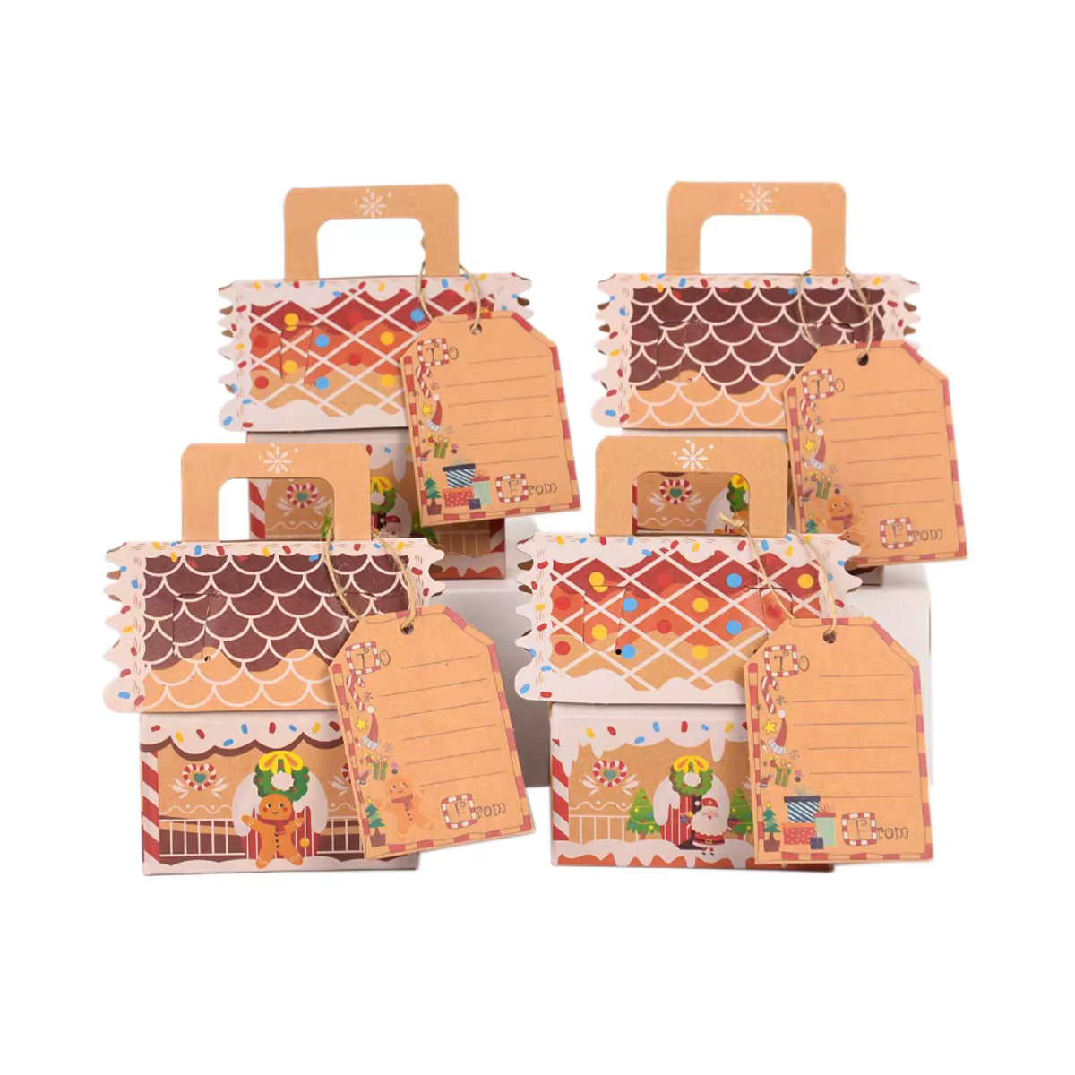 ZQNYCY Weihnachts Geschenkboxen aus Papier mit Weihnachtsmann und Elch Motiv für Süßigkeiten und Snacks, mehrfarbig, rechteckig - Bild 4