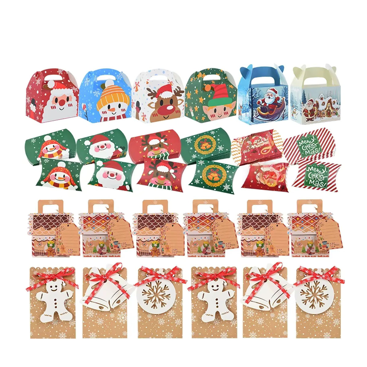 ZQNYCY Weihnachts Geschenkboxen aus Papier mit Weihnachtsmann und Elch Motiv für Süßigkeiten und Snacks, mehrfarbig, rechteckig - Bild 5