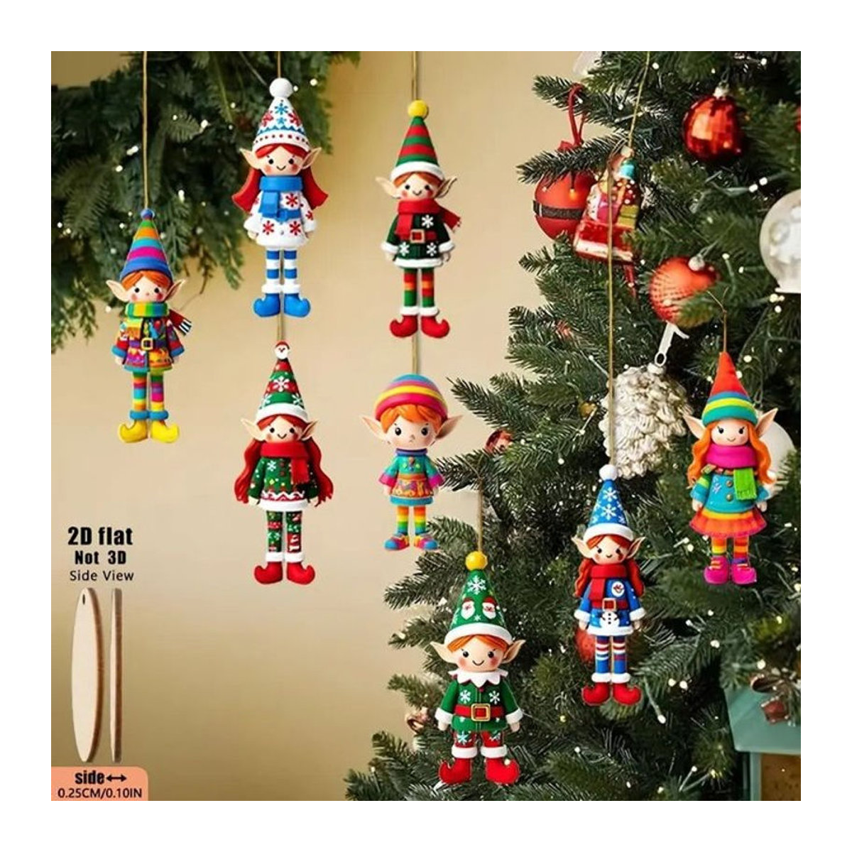 ZQNYCY Weihnachts Holz Anhänger mit Engel-Motiven, mehrfarbige Hängeornamente für die Weihnachtsdekoration, 32 Stück - Bild 1
